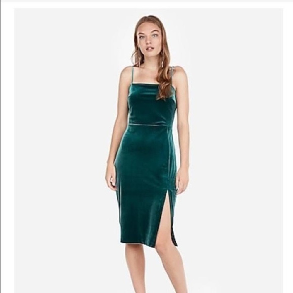 Green Velvet Holiday Dress from Express